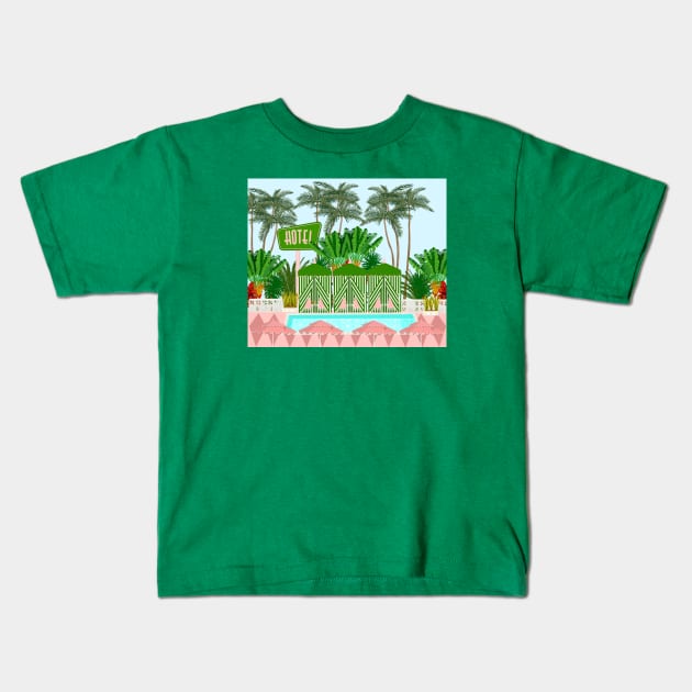 Hotel pool Kids T-Shirt by jenblove